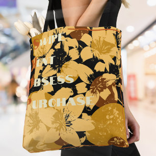 Golden Vintag Floral Muster Shopping Tasche