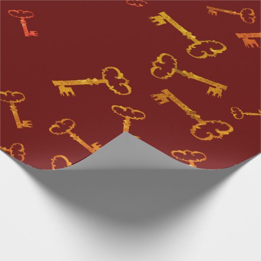 Golden Vintag Keys Geschenkpapier (Ecke)