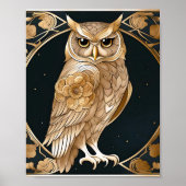 Golden Vintag Owl Art Deco Poster (Vorne)