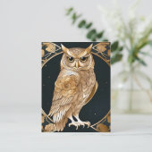 Golden Vintag Owl Art Deco Postkarte (Stehend Vorderseite)