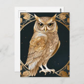 Golden Vintag Owl Art Deco Postkarte (Vorne/Hinten)