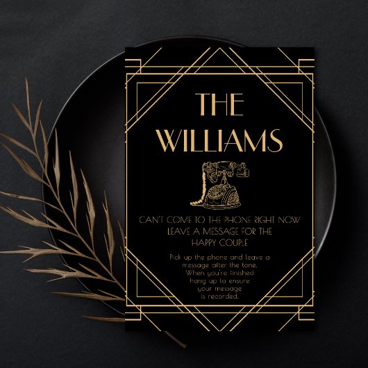 Golden Vintag Telefone Audio Gästebuchunterschrift Sockelschild