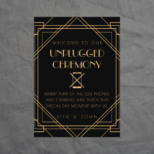 Golden Vintag Unplugged Zeremonie Hochzeitszeichen Poster