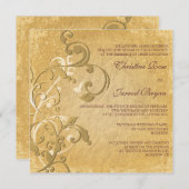 Golden Vintage Hochzeit Einladung (Vorne/Hinten)