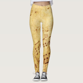 Golden Vintage Notennotiz Leggings