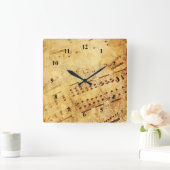Golden Vintage Notennotiz Quadratische Wanduhr (Zuhause)