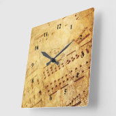 Golden Vintage Notennotiz Quadratische Wanduhr (Winkel)