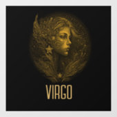 Golden Virgo Klassisches Tierzeichen schwarz Fensteraufkleber (Blatt)