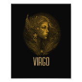 Golden Virgo Klassisches Tierzeichen schwarz Fotodruck (Vorne)