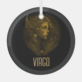 Golden Virgo Klassisches Tierzeichen schwarz Ornament Aus Glas
