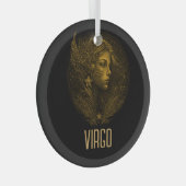Golden Virgo Klassisches Tierzeichen schwarz Ornament Aus Glas (Vorderseite Rechts)