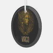 Golden Virgo Klassisches Tierzeichen schwarz Ornament Aus Glas (Vorderseite links)