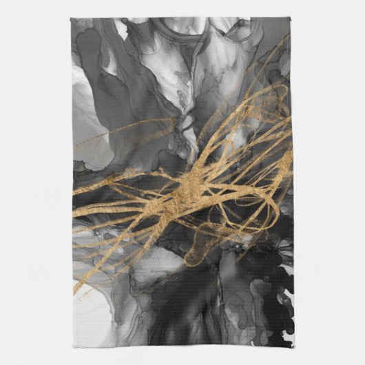 Golden Vortex I Geschirrtuch (Vertikal)