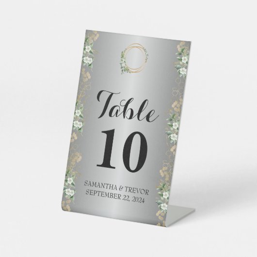 Golden Vows: Ein regelmäßiger Hochzeitstisch-Podes Sockelschild (Vorderseite)