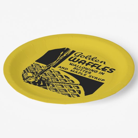 Golden Waffles Frühstück Pappteller (Schrägansicht)