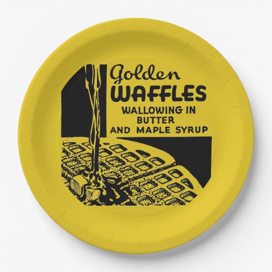 Golden Waffles Frühstück Pappteller (Vorderseite)