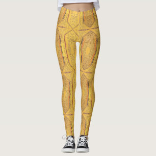 Golden warm geometrische Designausstattungen kitty Leggings