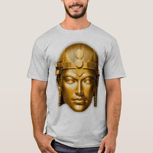 Golden Warrior Gesicht Graues T-Shirt (Vorderseite)