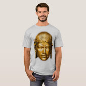 Golden Warrior Gesicht Graues T-Shirt (Vorne ganz)