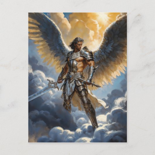 Golden Warrior of Heaven Archangel Michael Postkarte (Vorderseite)