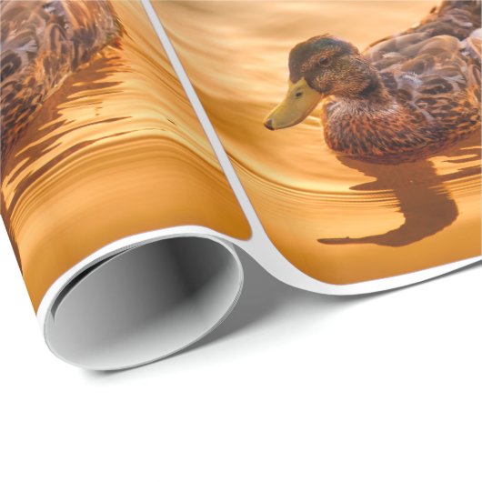 Golden Water Mallard Duck Foto Geschenkpapier (Rolleneckpunkt)