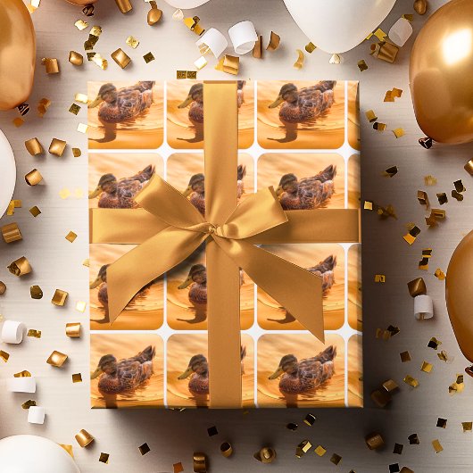 Golden Water Mallard Duck Foto Geschenkpapier