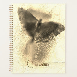 Golden Watercolor Butterfly Foto Monogram Planer