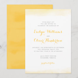 Golden Watercolor Dip Wedding Einladung