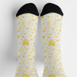 Golden Watercolor Hearts & Glitter Sparkle Pattern Socken