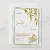 Golden Wattle Wedding Einladung (Vorderseite)
