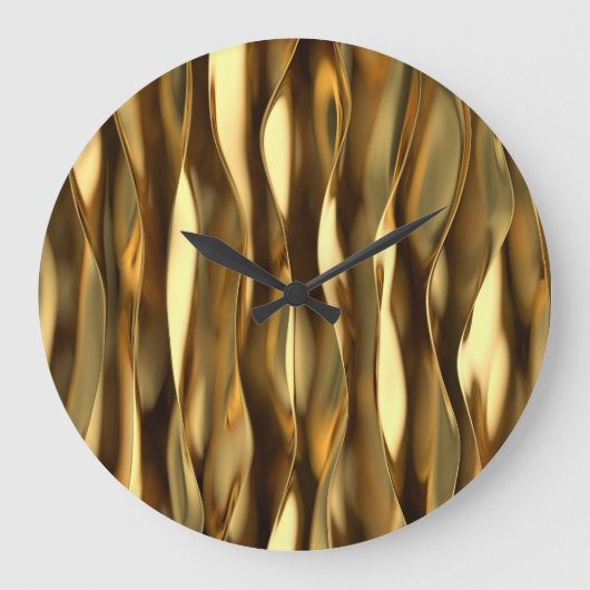 Golden Wave 3D Render. Große Wanduhr (Vorderseite)