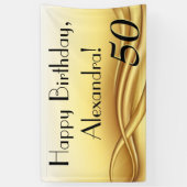 Golden Wave Custom 50. Geburtstagsparty Banner (Vertikal)