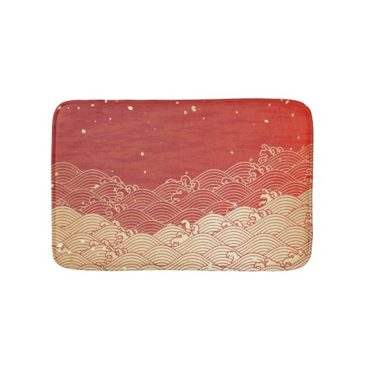 Golden Wave Paper Texture Muster Badematte (Vorderseite)