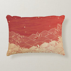 Golden Wave Paper Texture Muster Dekokissen