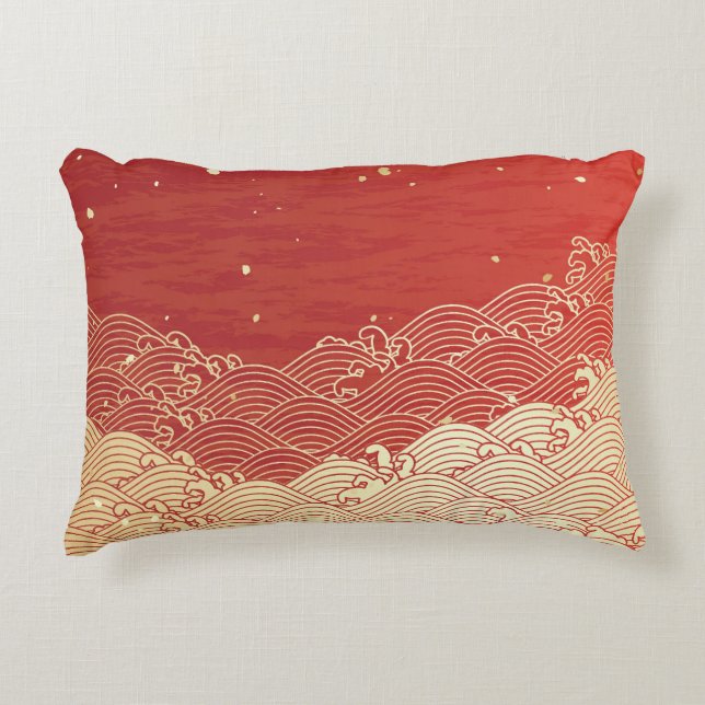 Golden Wave Paper Texture Muster Dekokissen (Vorderseite)