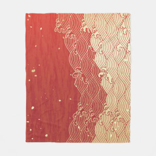 Golden Wave Paper Texture Muster Fleecedecke