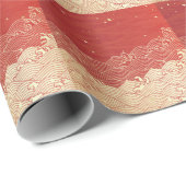 Golden Wave Paper Texture Muster Geschenkpapier (Rolleneckpunkt)