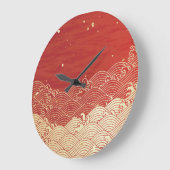 Golden Wave Paper Texture Muster Große Wanduhr (Winkel)