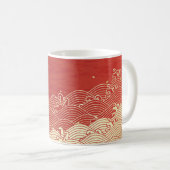 Golden Wave Paper Texture Muster Kaffeetasse (VorderseiteRechts)
