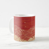 Golden Wave Paper Texture Muster Kaffeetasse (Vorderseite Links)