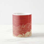 Golden Wave Paper Texture Muster Kaffeetasse (Mittel)