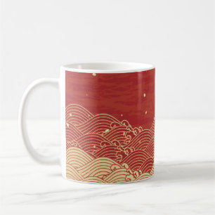 Golden Wave Paper Texture Muster Kaffeetasse