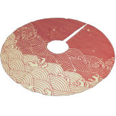 Golden Wave Paper Texture Muster Polyester Weihnachtsbaumdecke (Schrägansicht)