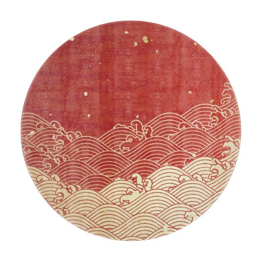 Golden Wave Paper Texture Muster Schneidebrett (Vorderseite)