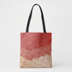 Golden Wave Paper Texture Muster Tasche
