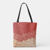 Golden Wave Paper Texture Muster Tasche (Rückseite)