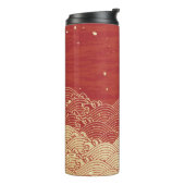 Golden Wave Paper Texture Muster Thermosbecher (Nach links gedreht)