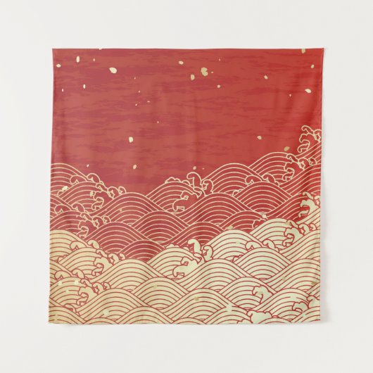 Golden Wave Paper Texture Muster Wandteppich (Vorderseite)