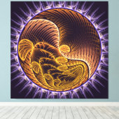 Golden Waves moderne Kunst Leinwanddruck (Insitu (Holzboden))