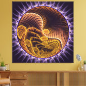 Golden Waves moderne Kunst Leinwanddruck (Insitu (Wohnzimmer))